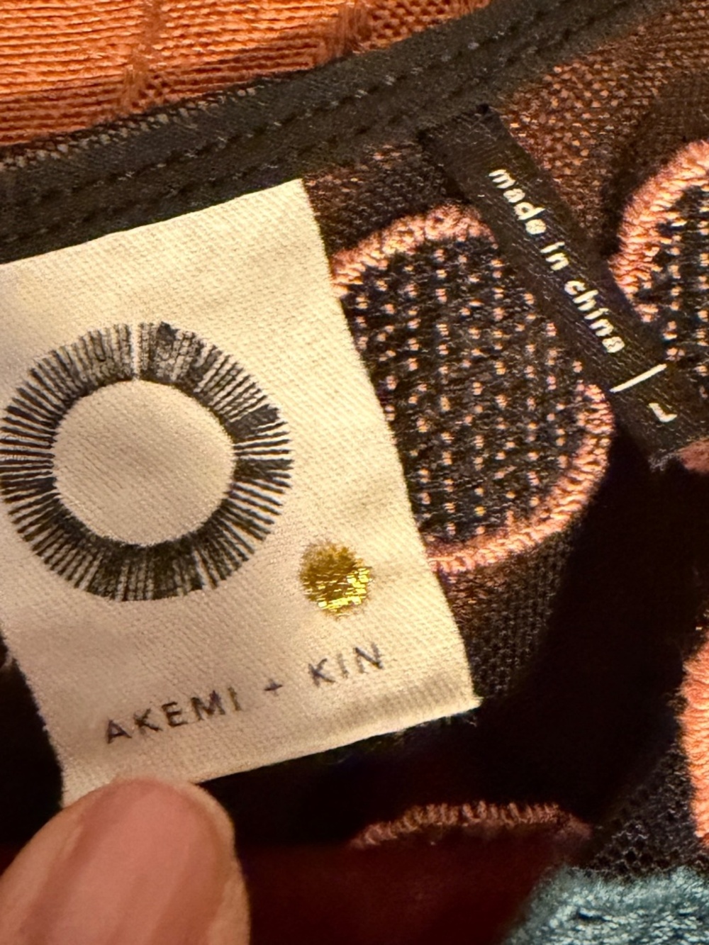 Ademi + Kin Anthropologie Blue Black Orange Tank w/ Embroidered Mesh Overlay SzL - Picture 10 of 10